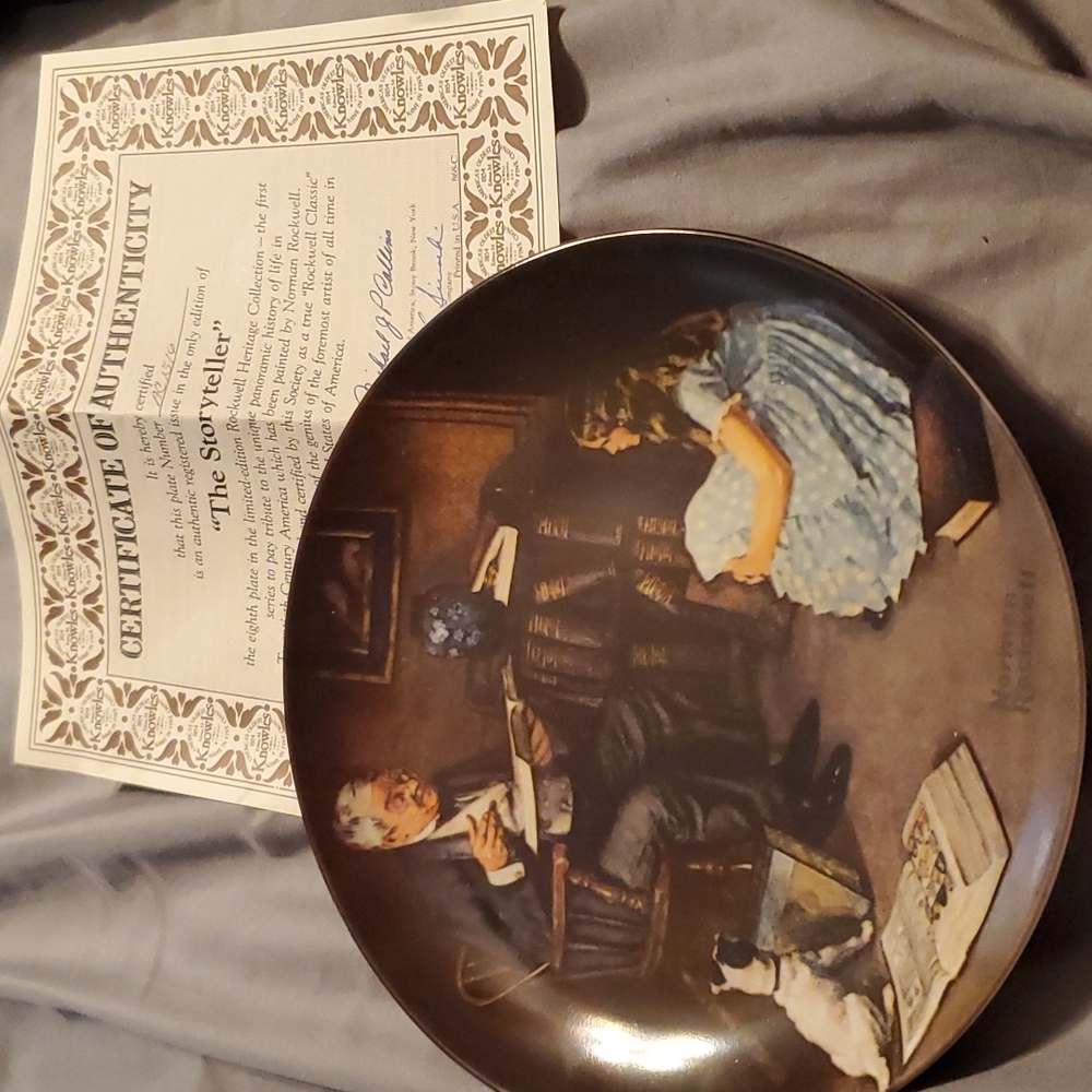 Edwin M Knowles "The Storyteller" by Norman Rockwell plate